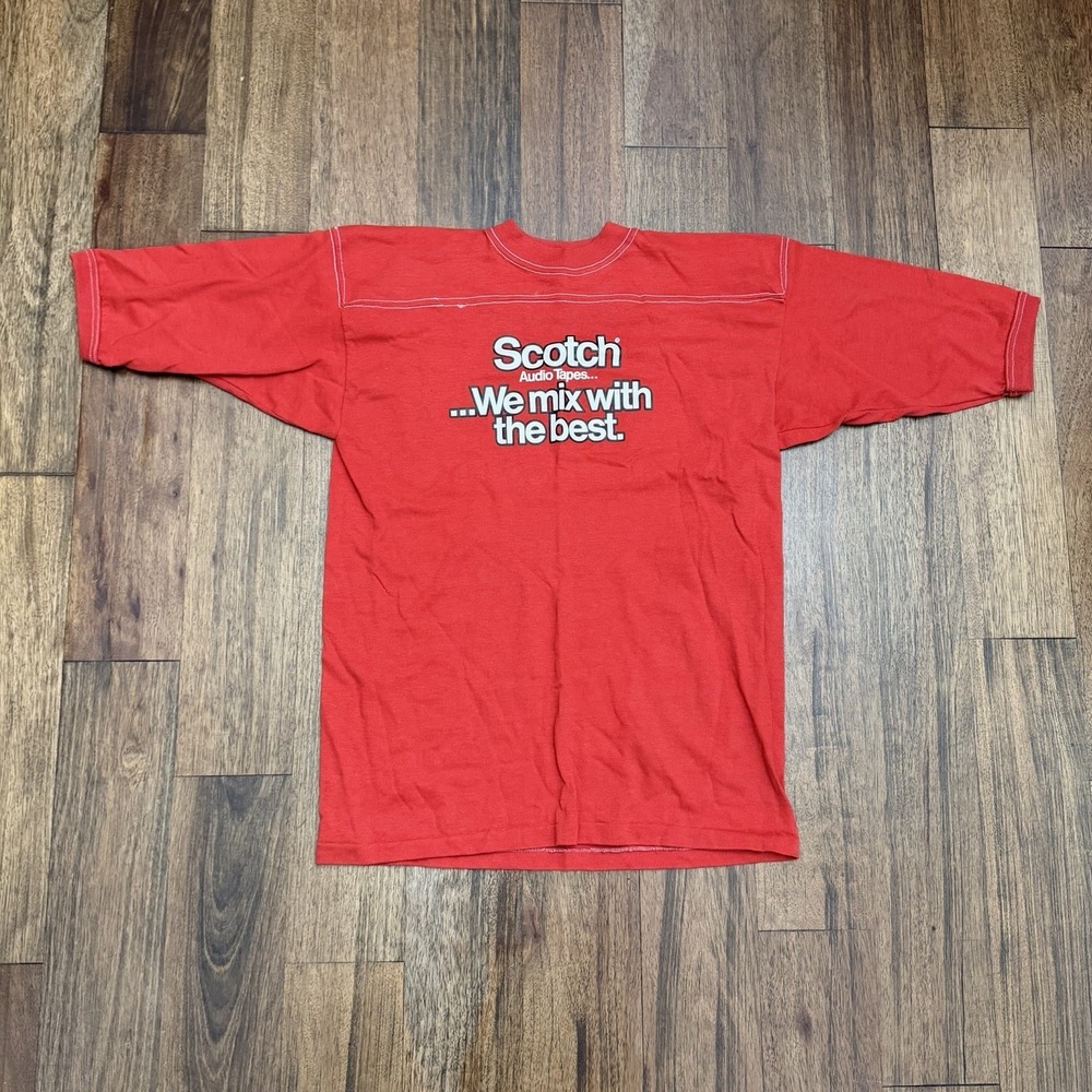 Vintage Red T Shirt 70s Sport T Stedman Scotch We Mix With The Best USA Made Lg
